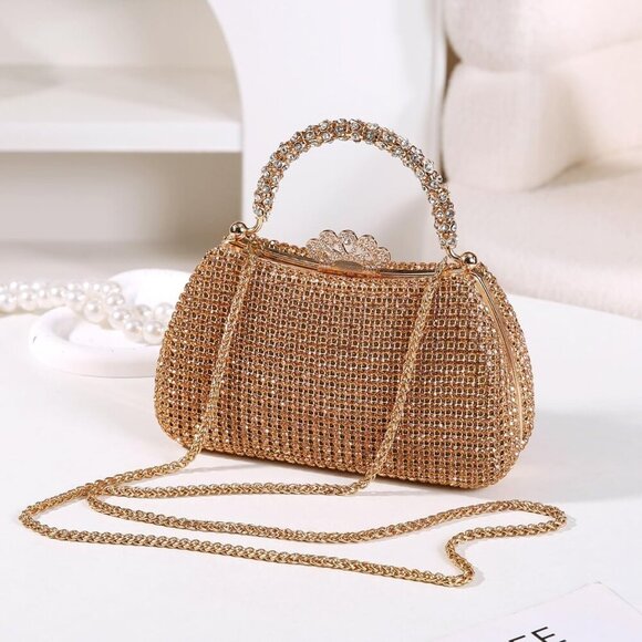 Women's Rhinestone Tote Clutch Polyester Evening Bag for Parties - Picture 5 of 7
